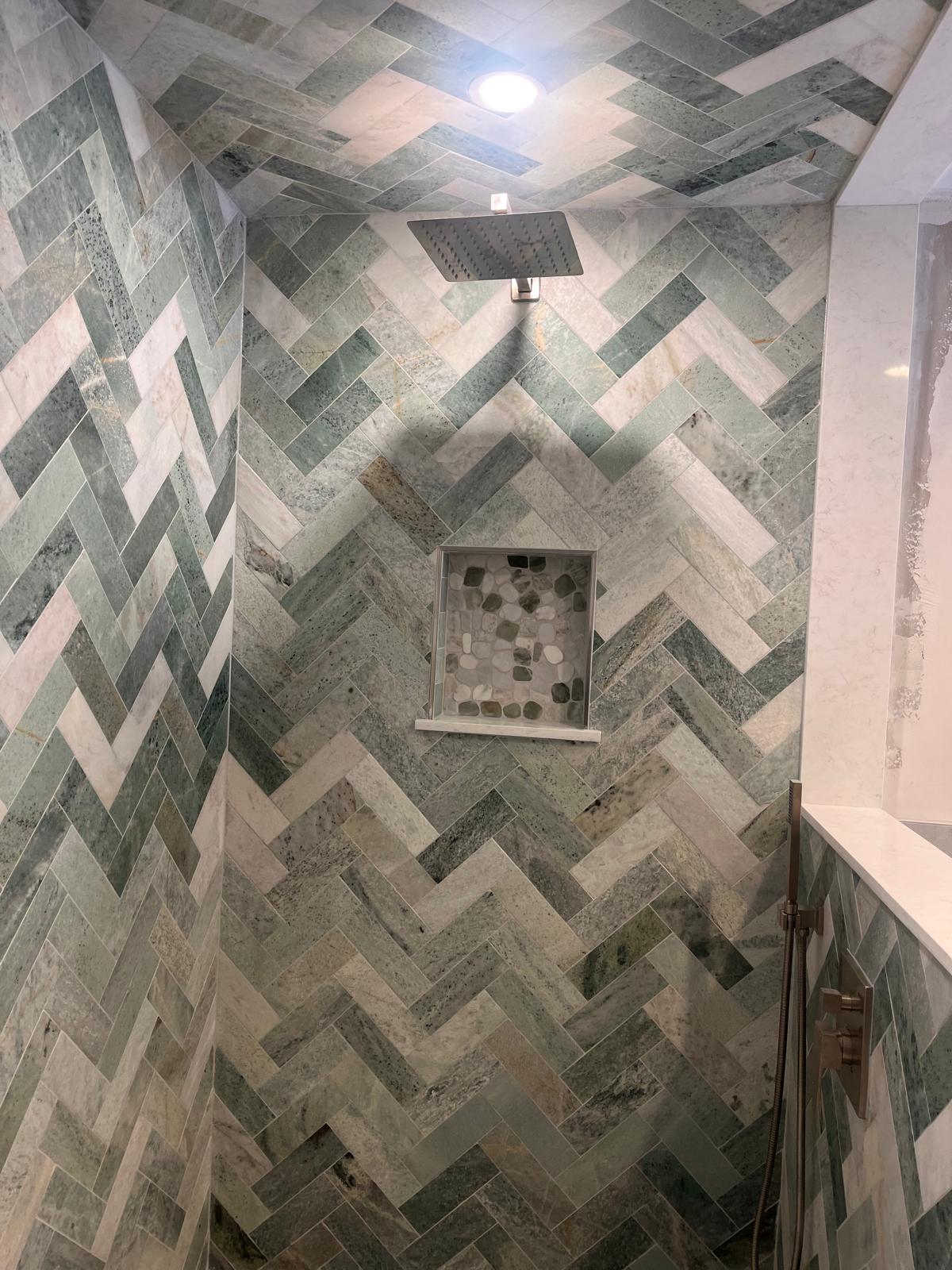 Herringbone Marble Shower